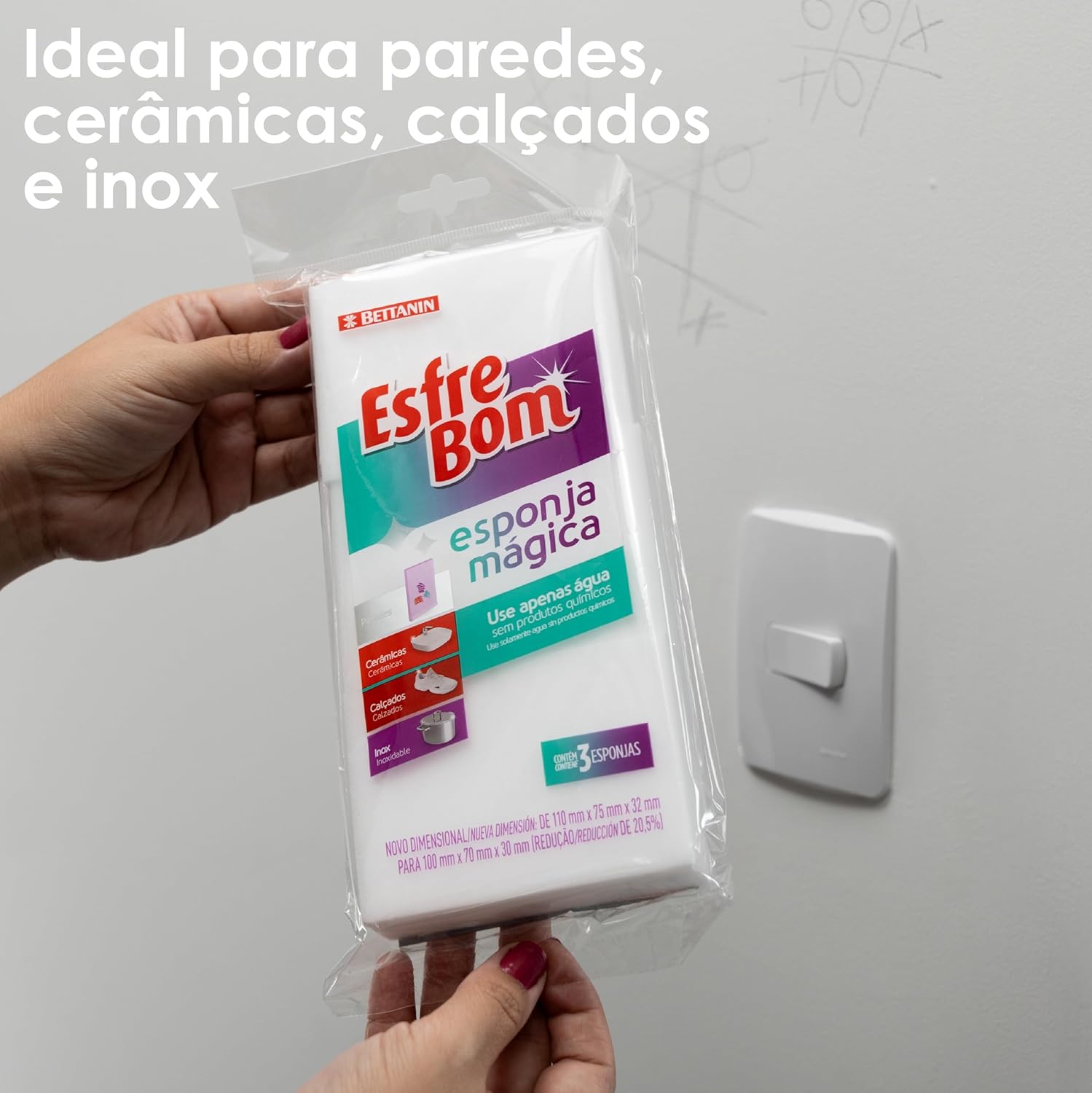EsfreBom - Esponja Mágica, Conjunto com 3 unidades, Bettanin