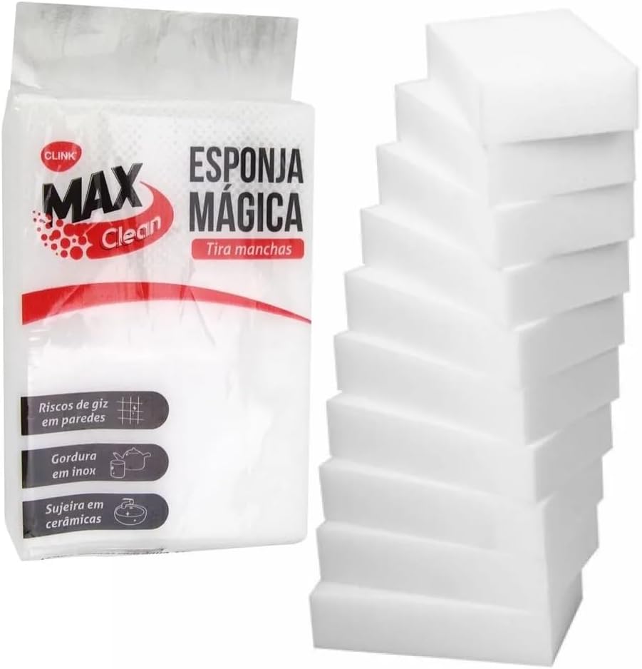KIT 10 Esponja Mágica Tira Manchas e Riscos Multiuso Melanina Branca