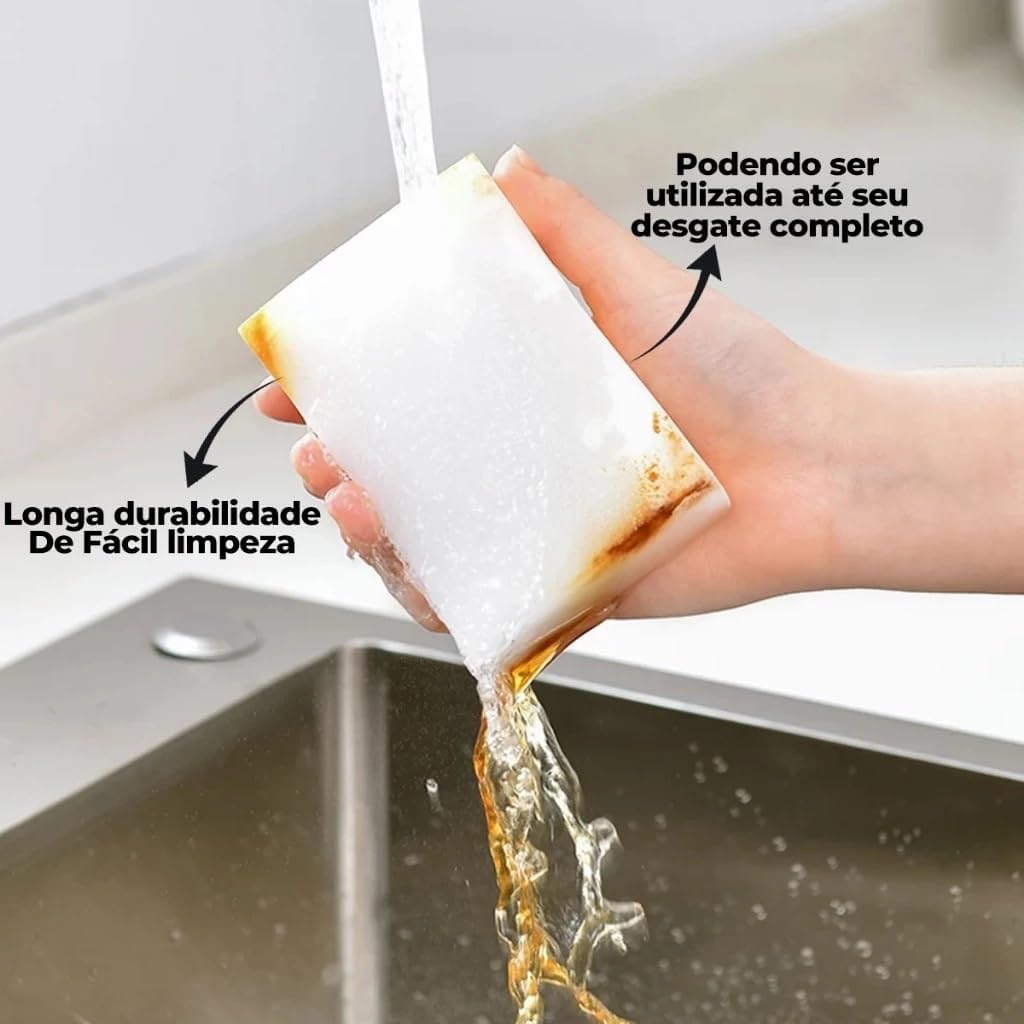 KIT 10 Esponja Mágica Tira Manchas e Riscos Multiuso Melanina Branca