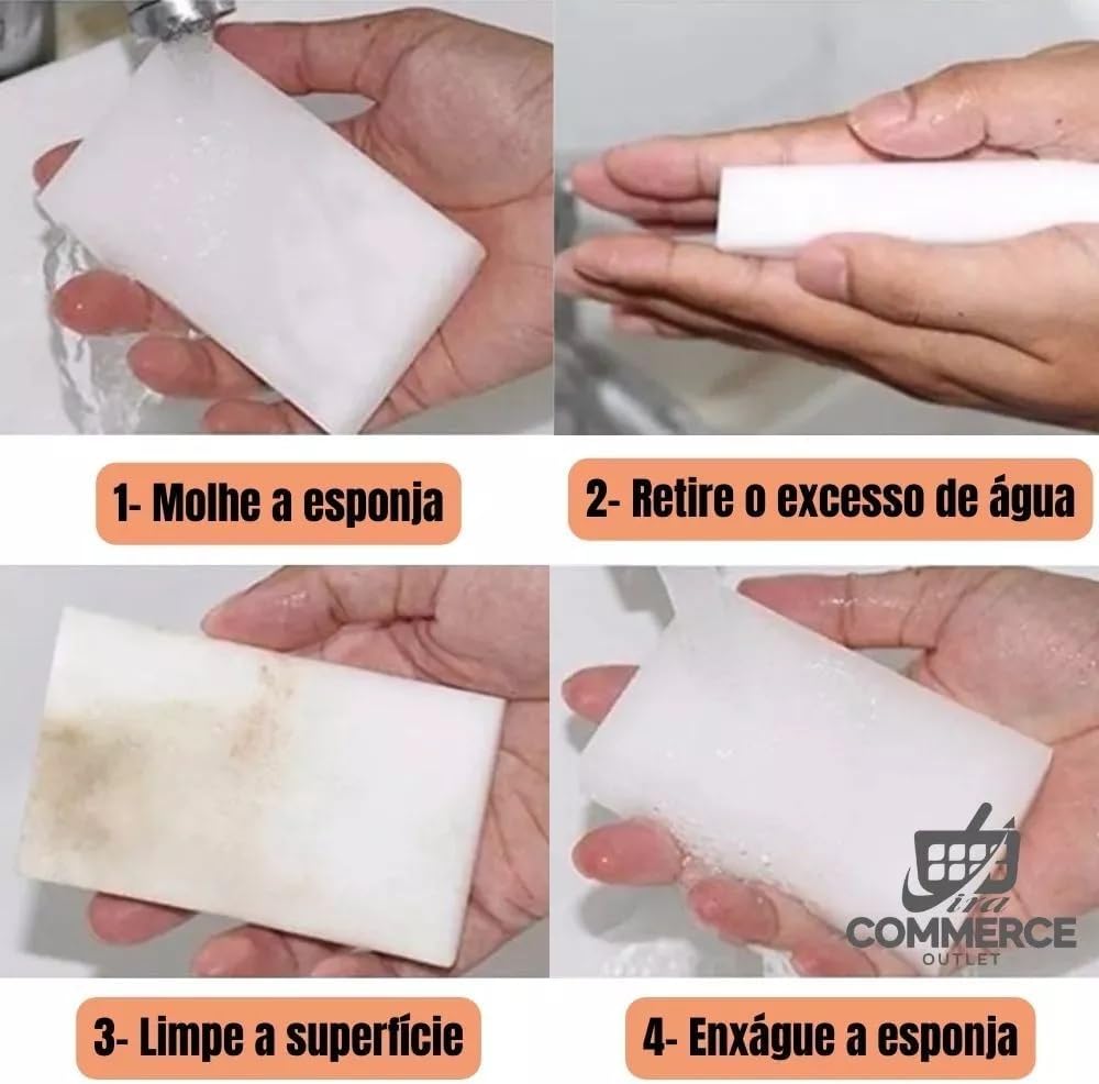 KIT 10 Esponja Mágica Tira Manchas e Riscos Multiuso Melanina Branca