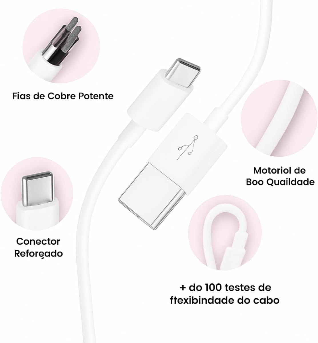 Carregador Super Turbo 120W Tipo C (USB-A) + Cabo USB-C de 1m, Compatível com Iphone,Android, Tablets, Notebooks Ultra Rapido Premium