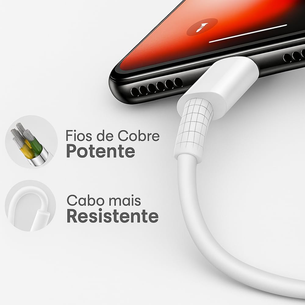 Carregador Super Turbo 120W Tipo C (USB-A) + Cabo USB-C de 1m, Compatível com Iphone,Android, Tablets, Notebooks Ultra Rapido Premium