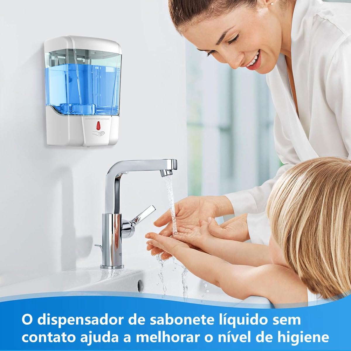 Dispenser de Parede Automático，Dispensador de Sabonete com Sensor Infravermelho, Resposta Ultra-Rápida, Pode ser Montado na Parede, Compatível com Sabonete Líquido, Gel de Álcool, Detergente, 700 ml.