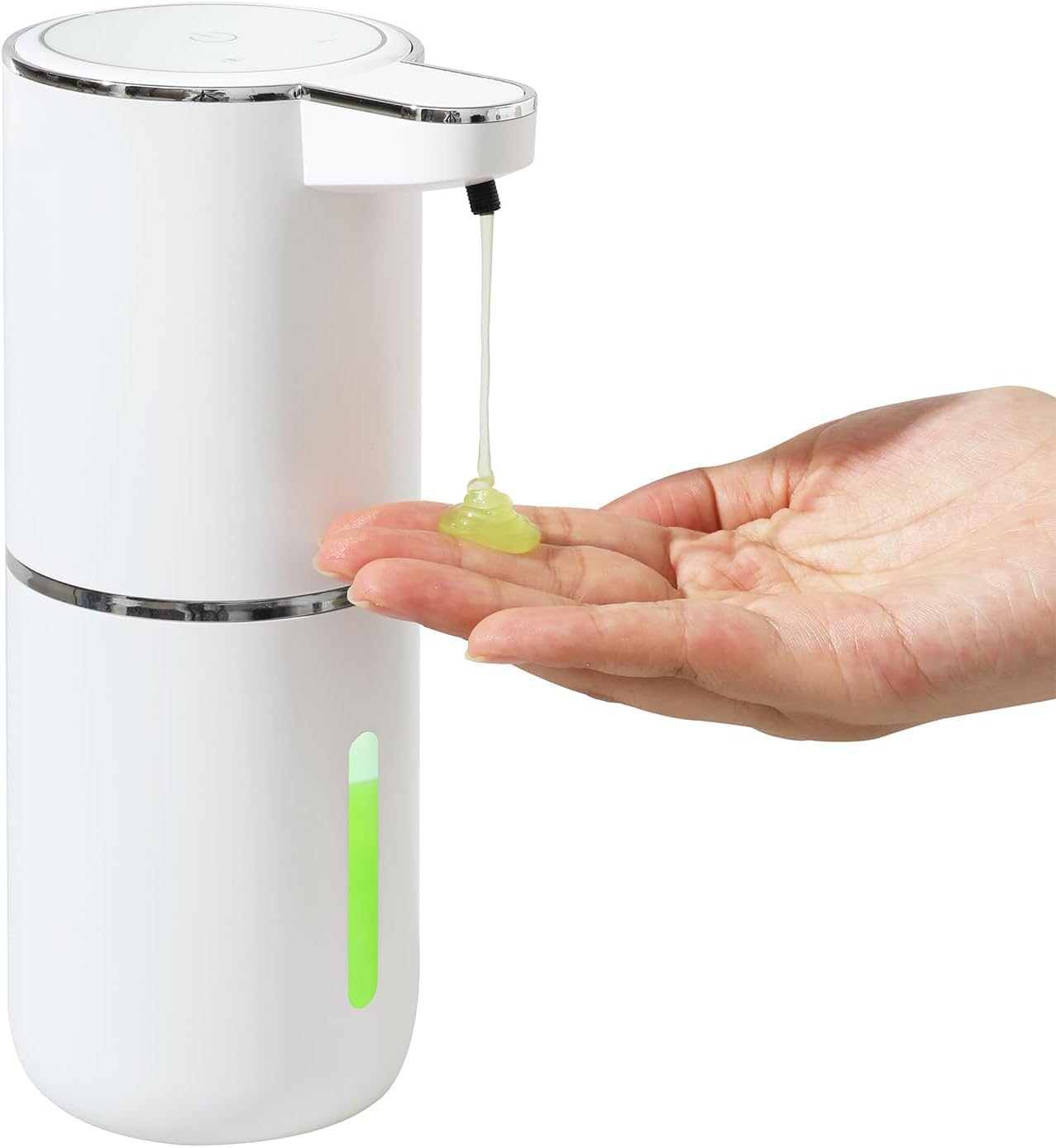 Dispensador automático de sabão espumante – 4 engrenagens de espuma ajustável, adesivo montado na parede – bomba de sabão recarregável para banheiro e cozinha, 368 g/380 ml sem toque