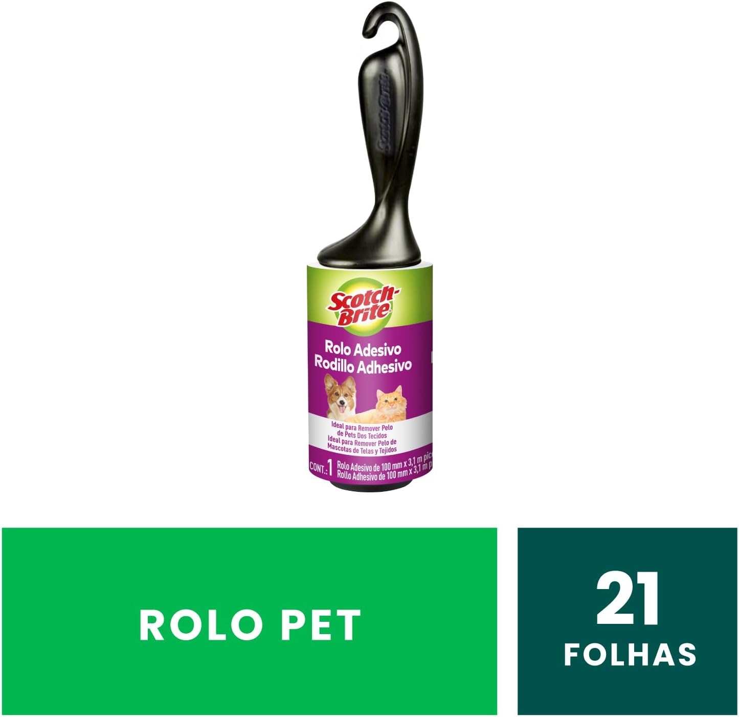 Scotch-Brite, 3M, Rolo Adesivo Pet Tira Pelos, 1 unidade