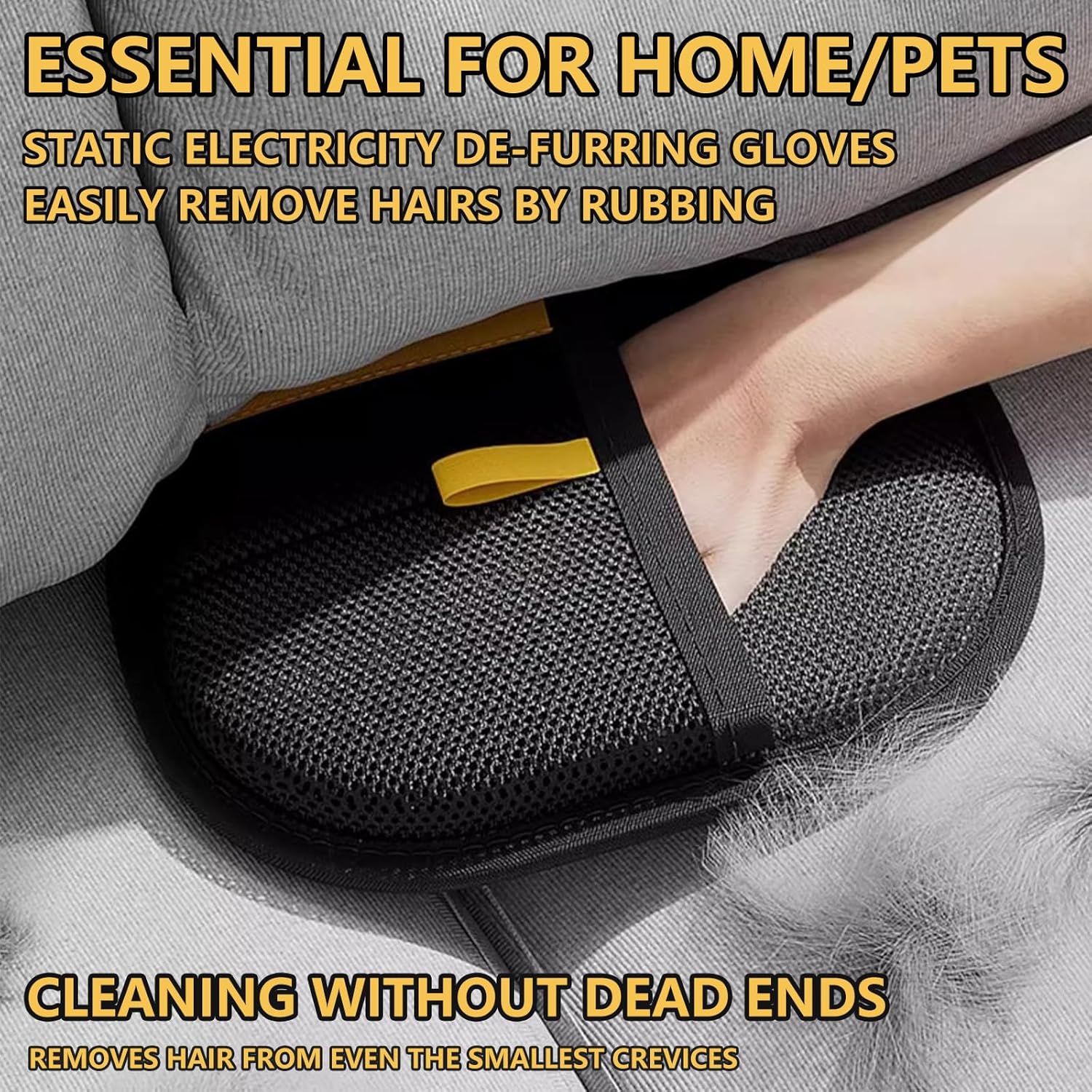 Yostyle Luva eletrostática para remoção de pelos de animais de estimação – Luvas de remoção de pelos eletrostáticas reutilizáveis para sofá, tapete, luva dupla face para pelos de gatos e cães
