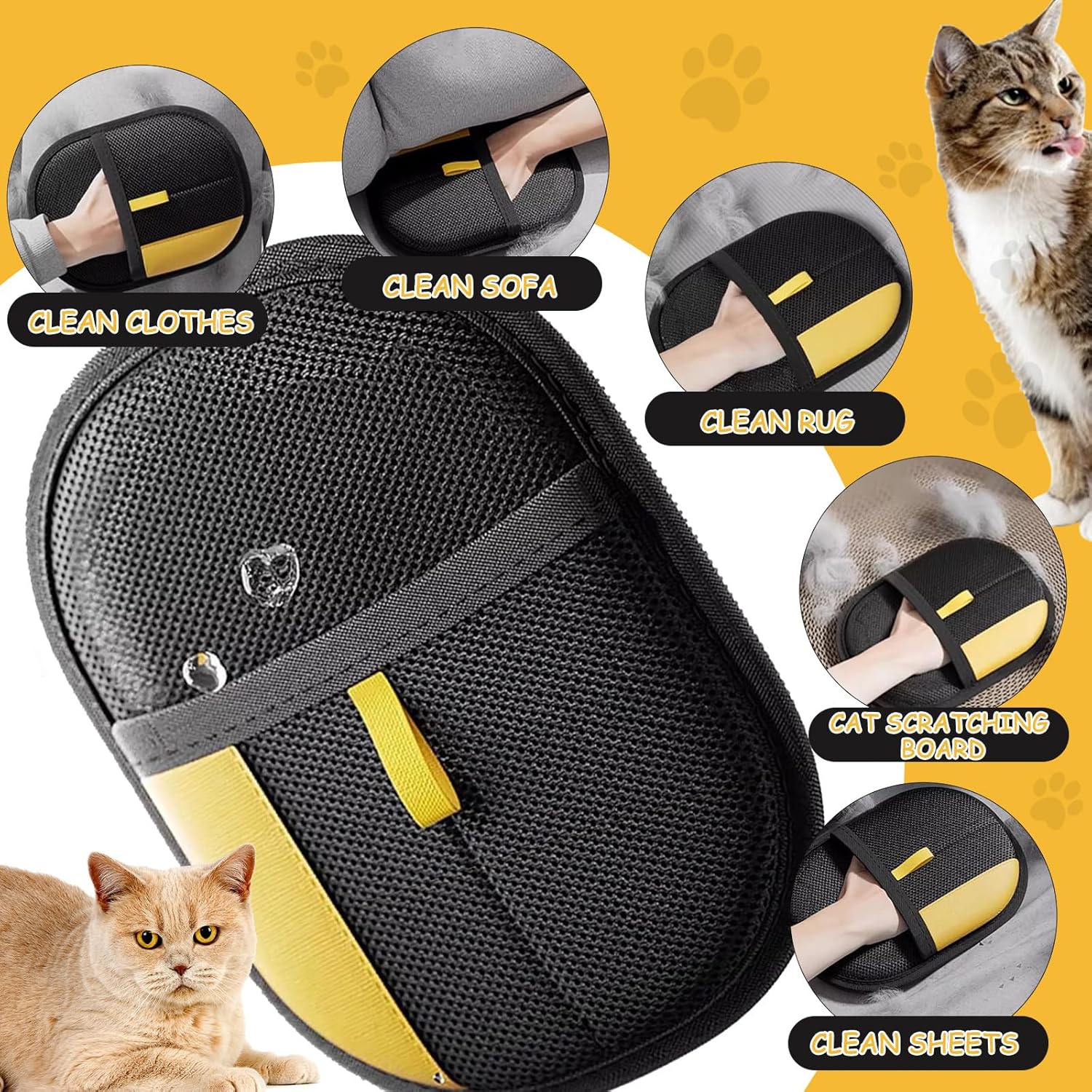 Yostyle Luva eletrostática para remoção de pelos de animais de estimação – Luvas de remoção de pelos eletrostáticas reutilizáveis para sofá, tapete, luva dupla face para pelos de gatos e cães