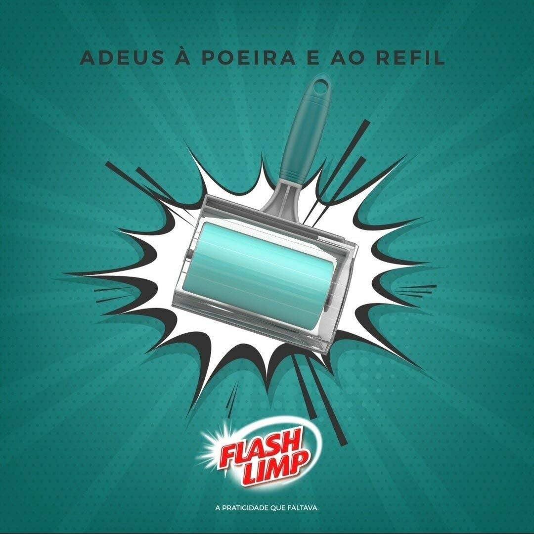 Flash Limp Rolo Adesivo Lavável Para Remover Pelos Fiapos E Poeira Flp6497
