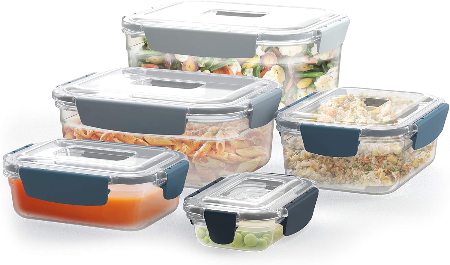 Joseph Joseph Conjunto de recipientes de armazenamento de alimentos de plástico com trava hermética à prova de vazamento, 10 peças, céu