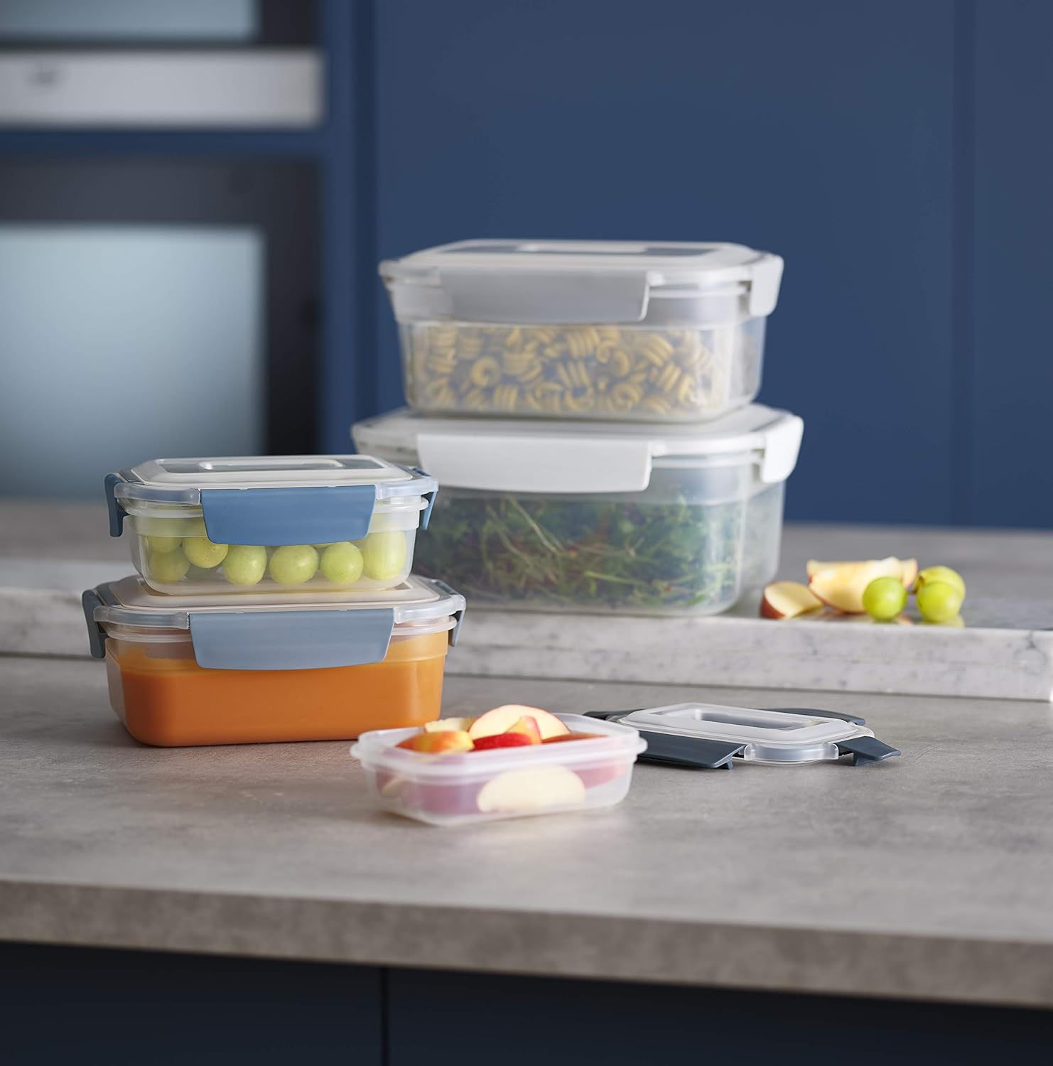 Joseph Joseph Conjunto de recipientes de armazenamento de alimentos de plástico com trava hermética à prova de vazamento, 10 peças, céu