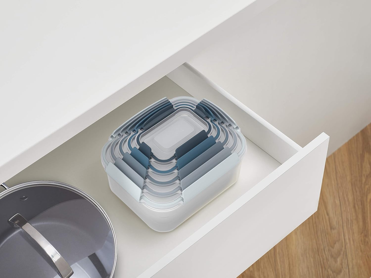 Joseph Joseph Conjunto de recipientes de armazenamento de alimentos de plástico com trava hermética à prova de vazamento, 10 peças, céu