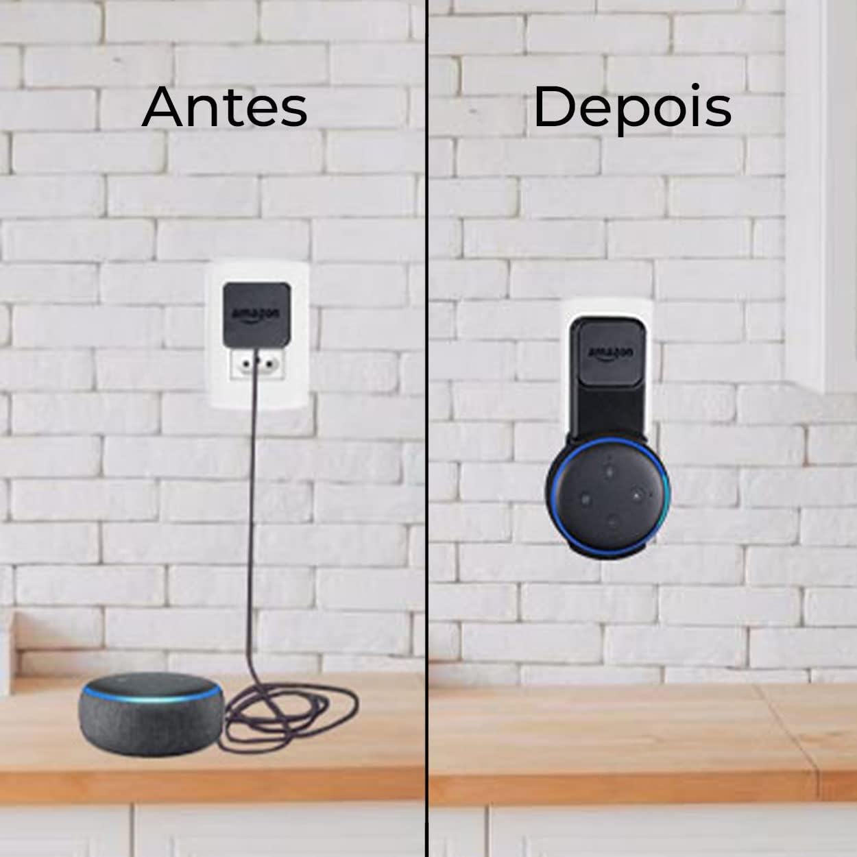 Suporte Stand De Tomada Alexa Amazon Echo Dot 3 – Esconde o Fio, Instalação sem Furos – Design Minimalista – NEOImpressão 3D