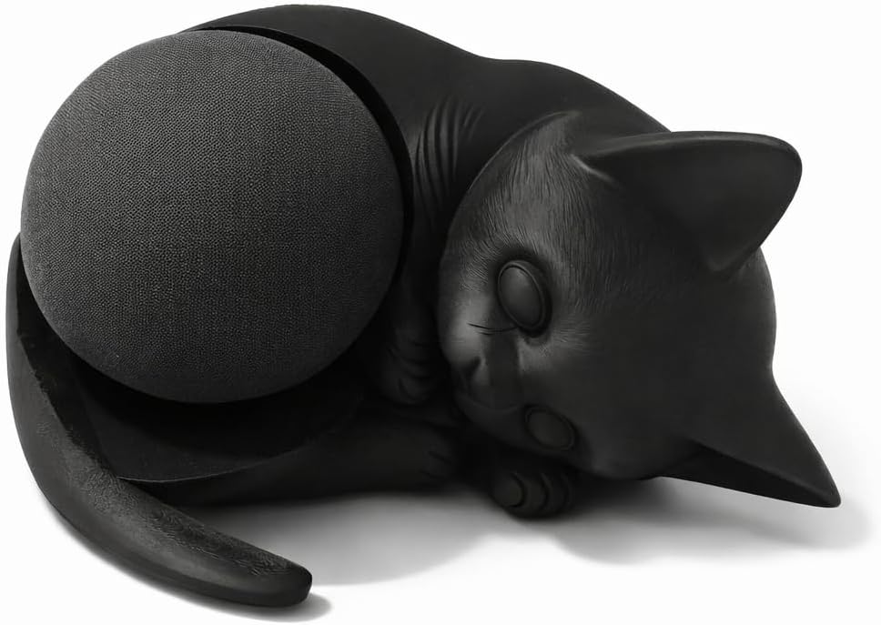 Suporte Alexa Echo Dot Gato Decorativo (Preto)