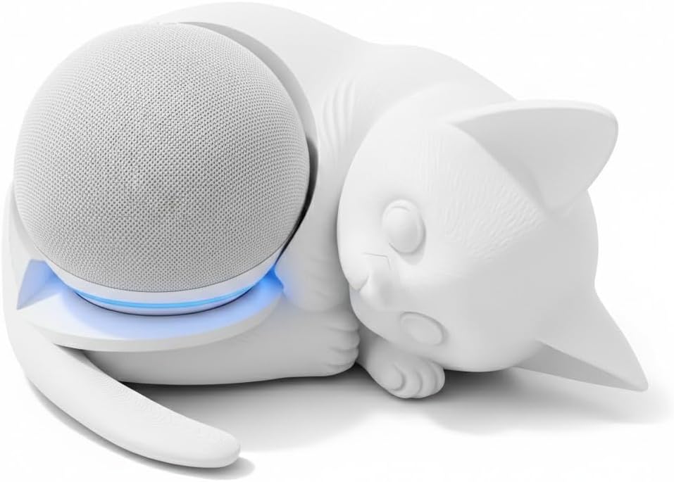 Suporte Alexa Echo Dot Gato Decorativo (Preto)