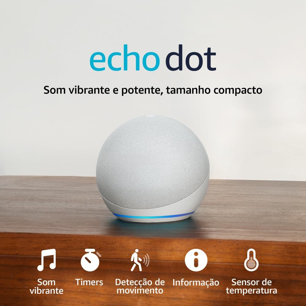 Echo Dot (Geração mais recente) | Smart speaker com Alexa, som vibrante e potente, Wi-Fi e Bluetooth | Cor Preta