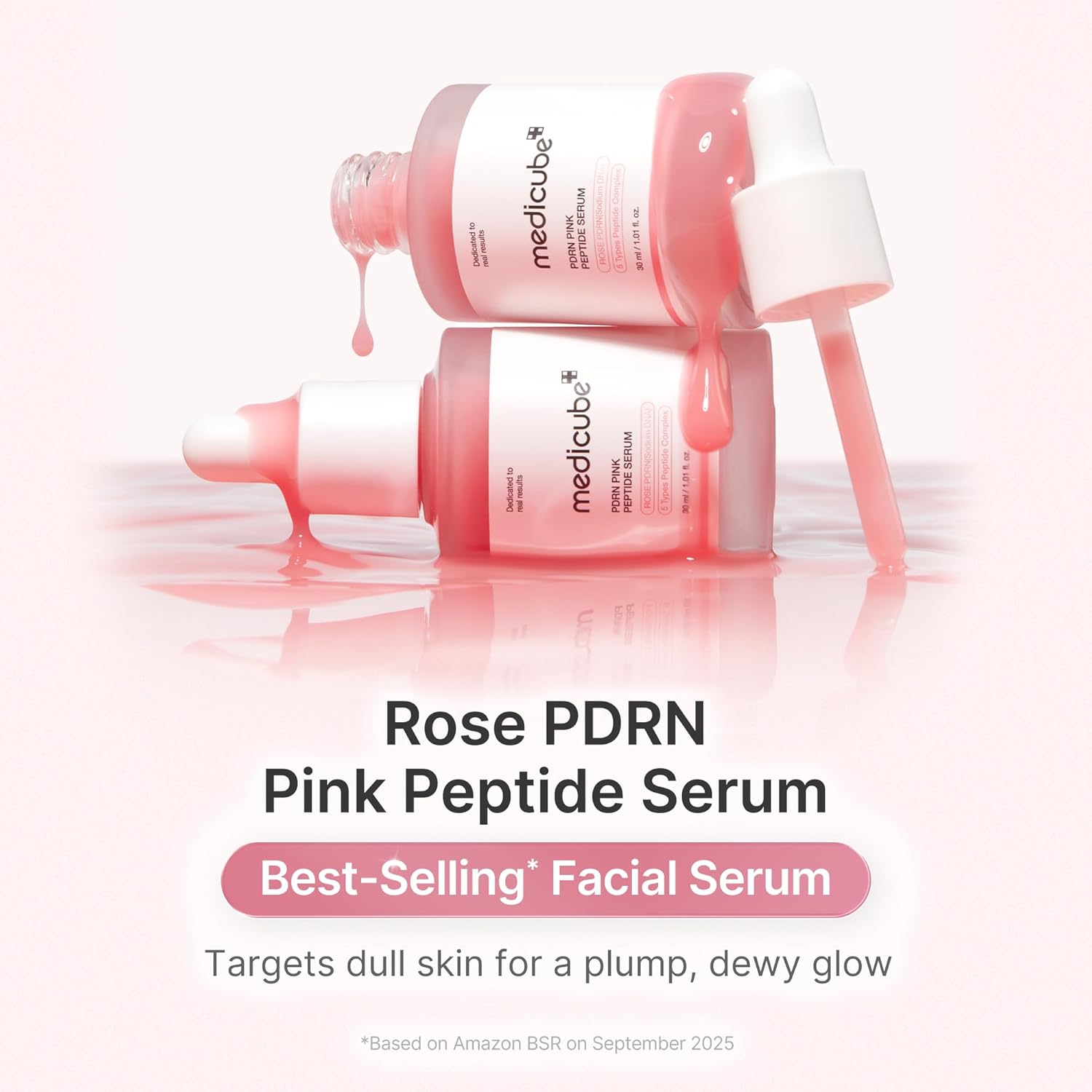 m.edicube PDRN Pink Serum, Pink glow serum, Hidratante & Firmador, Tom de Pele Irregular, Pele| 1,01 fl.oz. (1,01 fl.oz., Rose PDRN (Vegano))