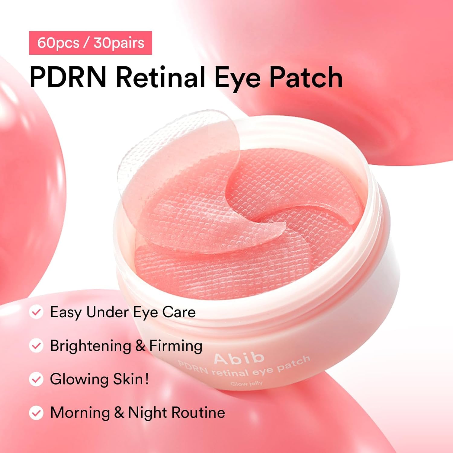 Abib PDRN Retinal Eye Patch, máscaras de hidrogel para olheiras, inchaço, linhas finas, 60 adesivos, 84 g, com niacinamida, K-Beauty Skincare