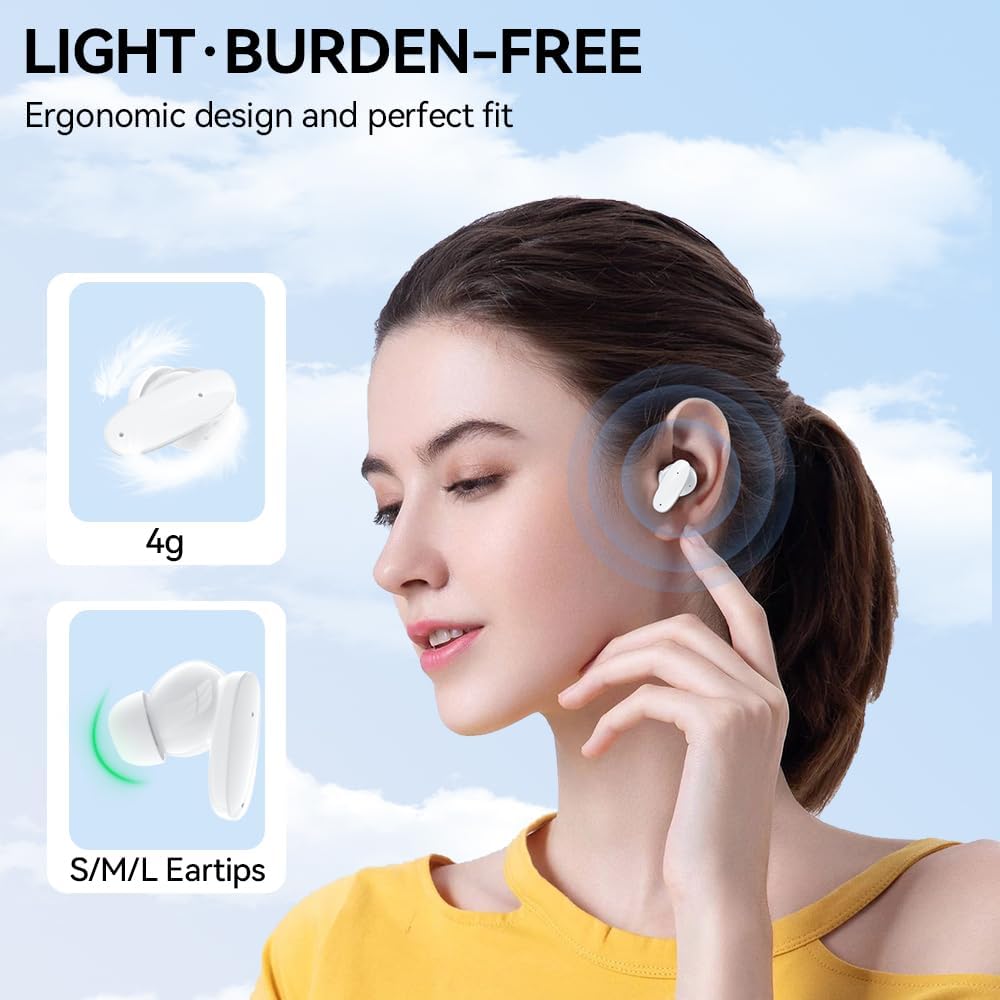 Fone de Ouvido Bluetooth Sem Fio 5.3, Bateria 24H, Modo de Fone Ouvido único e Dois Compatível iOS Android, 360 Estéreo Graves Potentes, Chipset de Redução para Músicas, Chamadas e Games, Cáqui