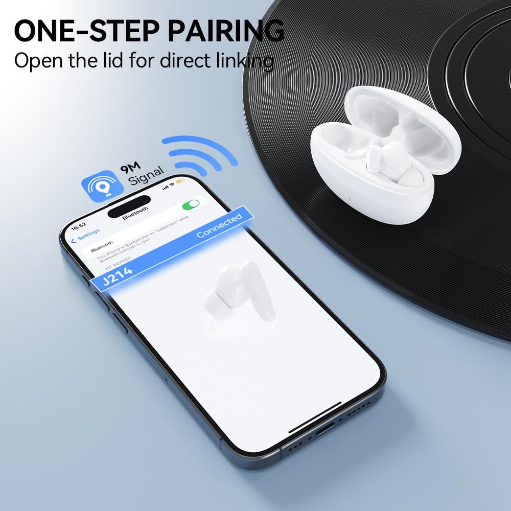 Fone de Ouvido Bluetooth Sem Fio 5.3, Bateria 24H, Modo de Fone Ouvido único e Dois Compatível iOS Android, 360 Estéreo Graves Potentes, Chipset de Redução para Músicas, Chamadas e Games, Cáqui