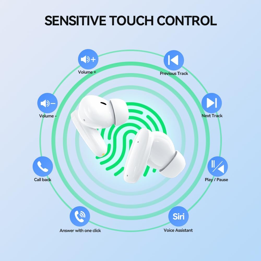 Fone de Ouvido Bluetooth Sem Fio 5.3, Bateria 24H, Modo de Fone Ouvido único e Dois Compatível iOS Android, 360 Estéreo Graves Potentes, Chipset de Redução para Músicas, Chamadas e Games, Cáqui