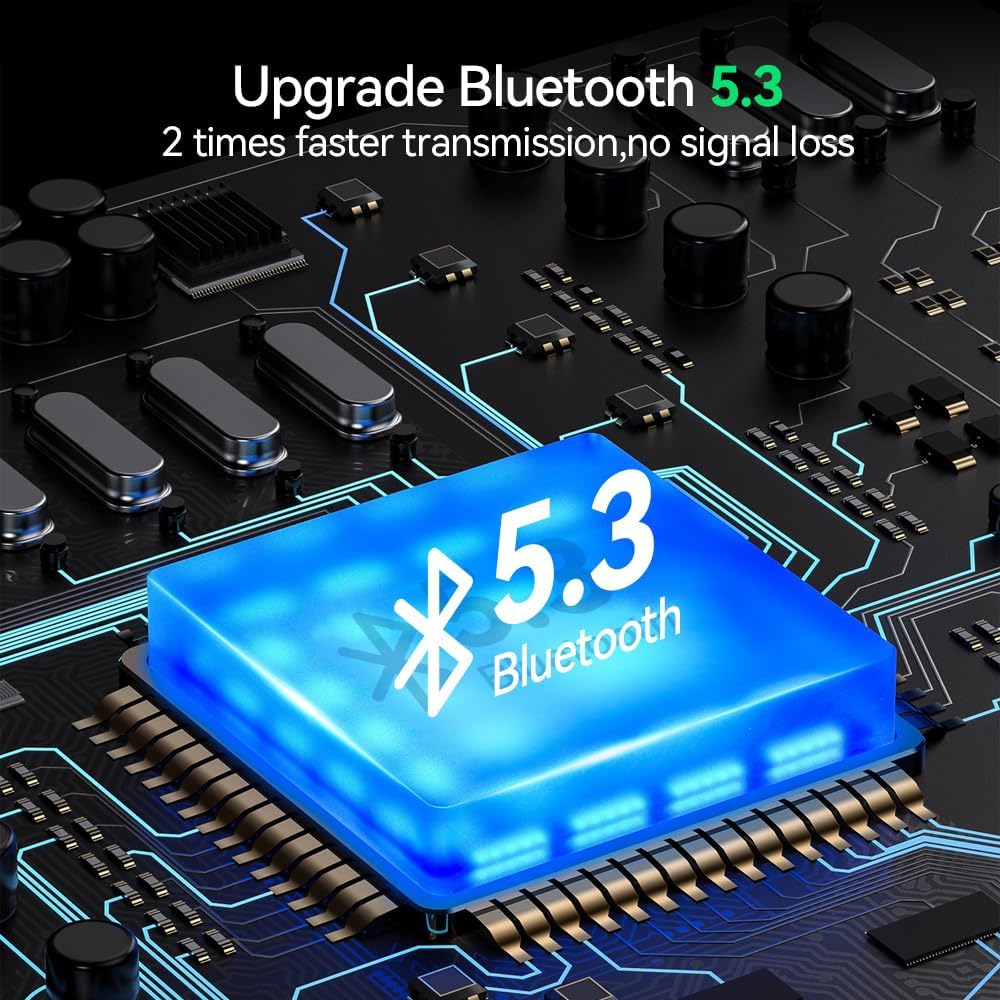 Fone de Ouvido Bluetooth Sem Fio 5.3, Bateria 24H, Modo de Fone Ouvido único e Dois Compatível iOS Android, 360 Estéreo Graves Potentes, Chipset de Redução para Músicas, Chamadas e Games, Cáqui